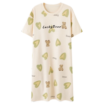 100% Pure Cotton Sleeping Dress Woman Summer Short Sleeve 2024 New Sweet Beauty Outside Wearing Thin with chest cushion Home Sleeping Clothes