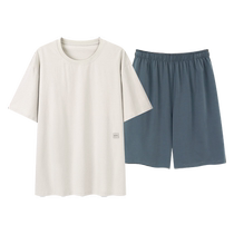 Modal pajamas for men summer ice silk thin short-sleeved large size youth can be worn outside 2024 new home clothes set