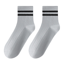 Zhuji Socks Mens Summer Thin Mid-Tube Pure Cotton Sports Youth Antibacterial Deodorant Sweat-Absorbent and Breathable Striped Socks