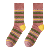 Zhuji Socks Womens Spring and Autumn Mid-Tube Socks Pure Cotton Plus Velvet Thick Wool Warm Maillard Plush Winter Stockings