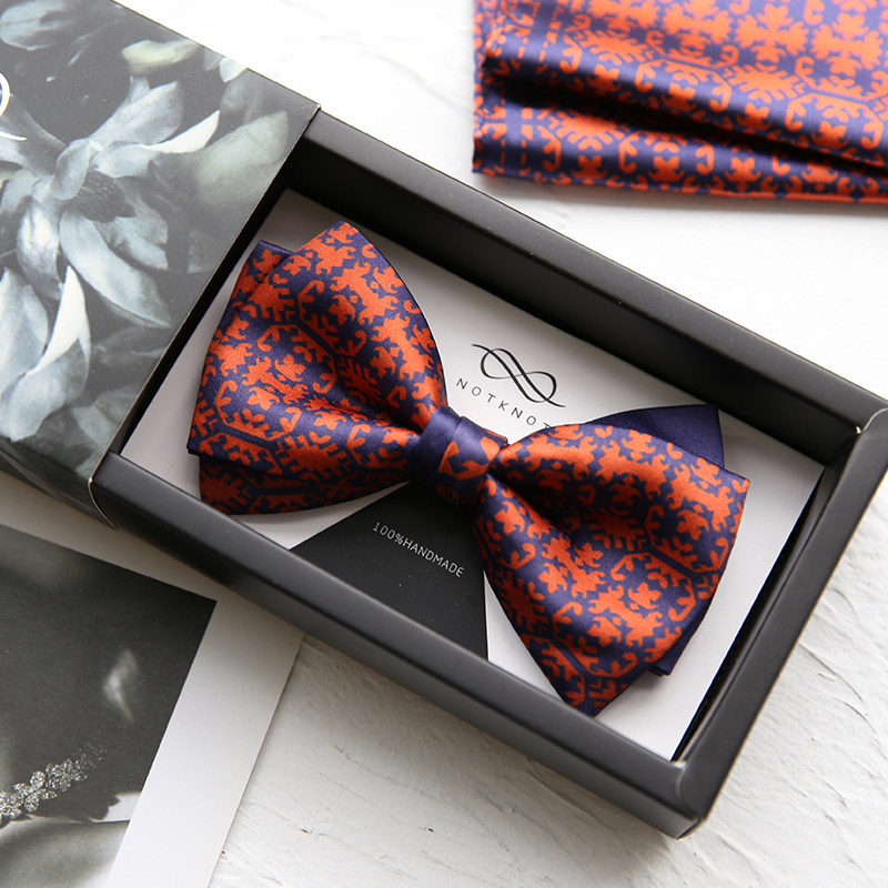 NOTKNOT original wedding stamp collar knot wedding groom bridegroom gift Inlen neckline orange grain-like gift box