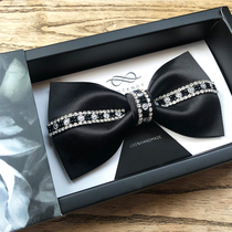 NOTKNOT Mens Flash Diamond Black bow tie original wedding groom best man suit Formal banquet bow