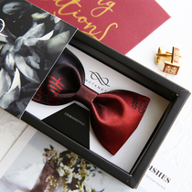 NOTKNOT original high-end wedding wedding bridegroom best man British bow tie black red double happy men bow tie