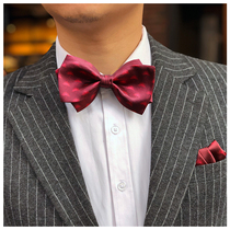 NOTKNOT original wedding wedding groom best man Dandelion Lun host formal suit Burgundy mens bow tie