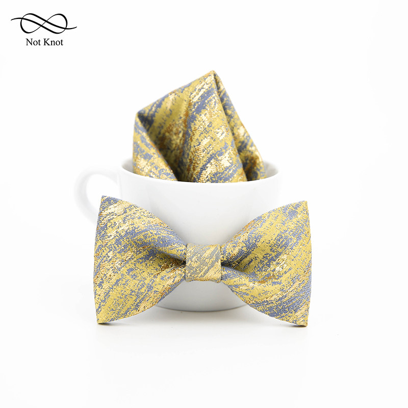 notkNot original printed handled neckline male wedding groom accompanied by a saucepan golden silk yellow blue