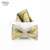 notkNot original printed handled neckline male wedding groom accompanied by a saucepan golden silk yellow blue