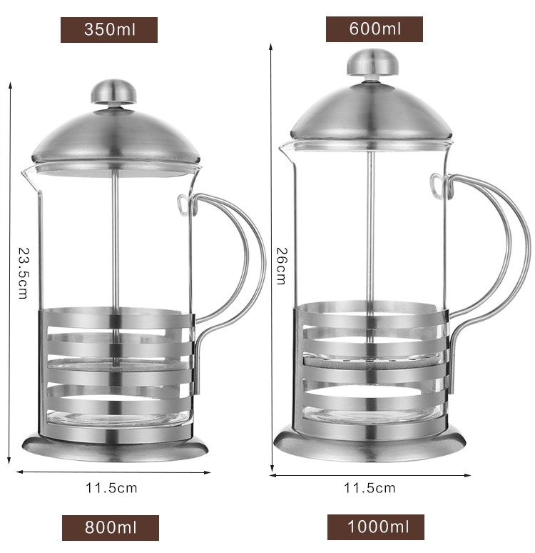 Thép không gỉ dày nhà sử dụng bộ lọc lọc nồi cà phê tay đổ xô chịu nhiệt thiết bị trà thủy tinh cốc sữa phin pha cafe inox lớn