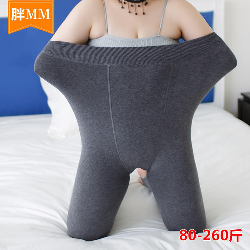 Large size underwear women's autumn and winter plus velvet thickening 200 catties fat mm plus fertilizer to increase cotton pants outer wear high waist warm socks