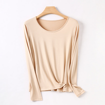 Developed indentation warm underwear female spontaneous heat silk beauty autumn clothes plus no trace in the tie of a round-collar blouse winter