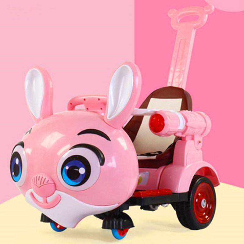 Children's cars can sit on infants and young babies can push remote control electric four-wheeler trolley rocking car powder rabbit swing
