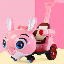 Childrens cars can sit on infants and young babies can push remote control electric four-wheel trolley rocking car powder rabbit swing