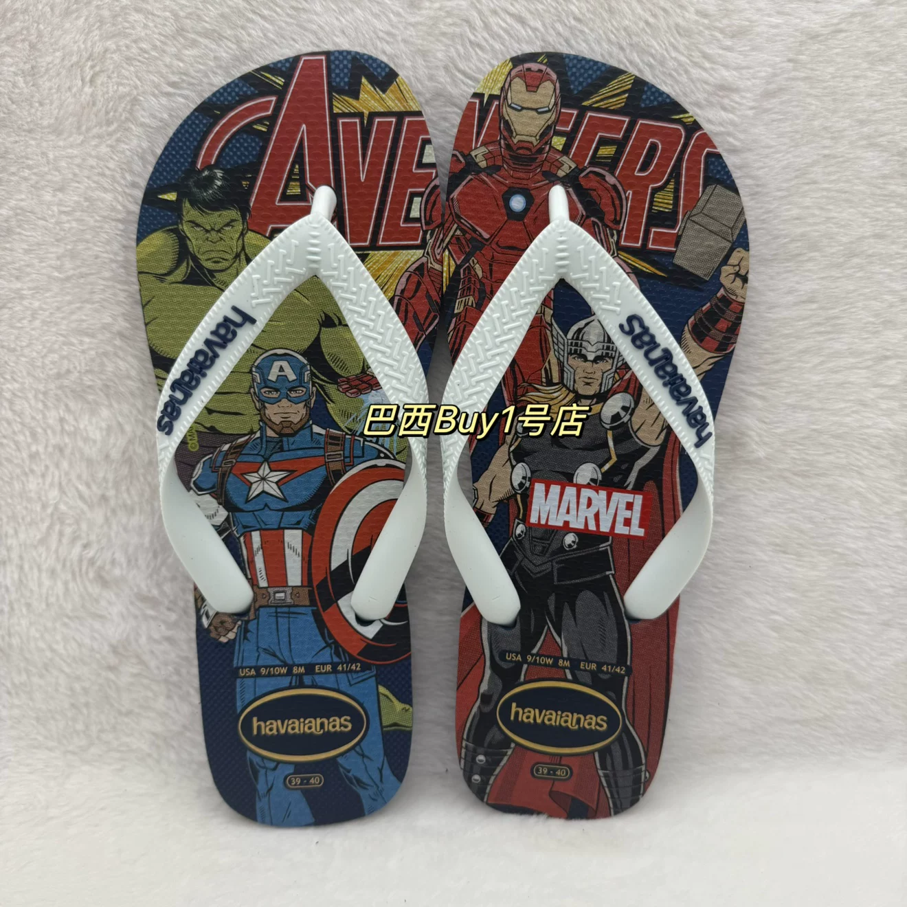 Хаваианас/Havaianas мужские сланцы с рисунком Marvel совместная коллекция, пляжные шлепанцы с антискользящей подошвой