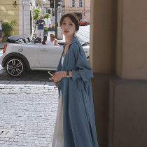 chic trench coat womens long style English 2021 Spring and Autumn New temperament popular Korean loose coat
