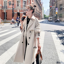 Rice White British windbreaker women long small man 2021 new spring and autumn temperament popular Korean loose coat