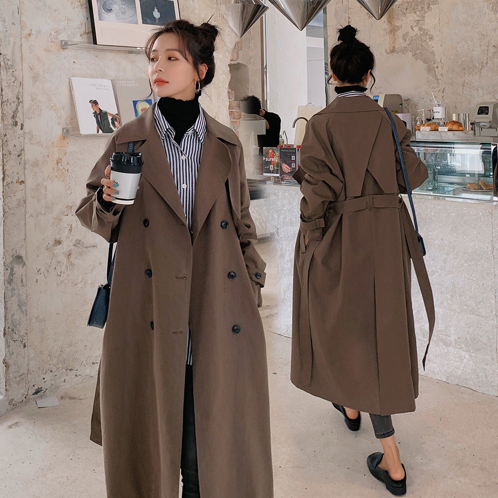 chic Inlen coffee salad dressing female medium long version small sub 2022 new advanced temperament Korean train early spring jacket