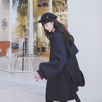 This years popular black windbreaker female 2021 Spring and Autumn new small man Hepburn wind Joker slim short coat tide