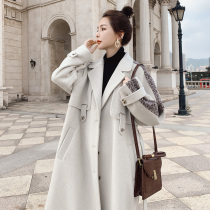 Hepburn temperament woolen coat womens mid-length over-the-knee fall winter 2022 new loose thick cashmere coat