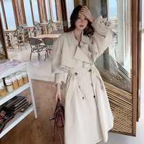 British style white windbreaker womens long knee 2021 new spring and autumn Korean version of loose temperament fashion coat