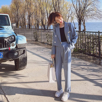 British style fried street suit jacket womens two-piece spring and autumn 2021 New Korean loose casual suit suit suit