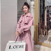 English style pink windbreaker temperament goddess fan medium long little man 2021 Spring and Autumn New Korean loose coat