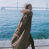 Fleece thick overalls pie to overcome the womens winter medium long model 2022 new cotton clothes cotton clothes loose cotton jacket jacket ins tide