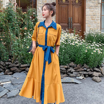 French vintage shirt dress female summer 2021 New temperament waist royal sister light cooked Hepburn wind fishtail skirt