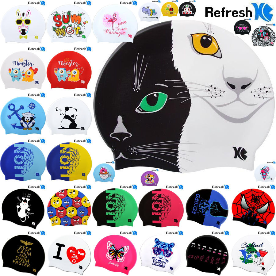 Korean XBLUE Swim Cap Silicone Swim Cap Professional Waterproof Kids Can Bring Adult Unisex Cartoon