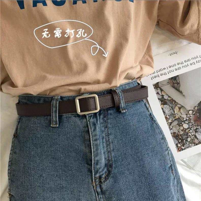 With belt female ins wind summer cartoon dress wide belt white pants belt style net red cool transparent