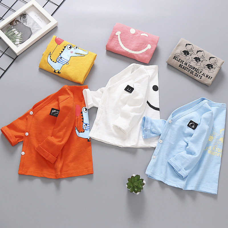 Baby sunscreen clothes male and female baby air conditioning pure cotton thin 0-1 year old 3 children's summer sweater coat Korean edition 4
