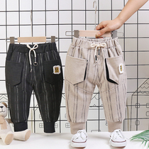 Baby Pants Baby Spring Autumn Casual Pants Open Crotch Pants 0-1 Year Old 2 Men Children Harun Pants Spring Dress Striped Long Pants Tide