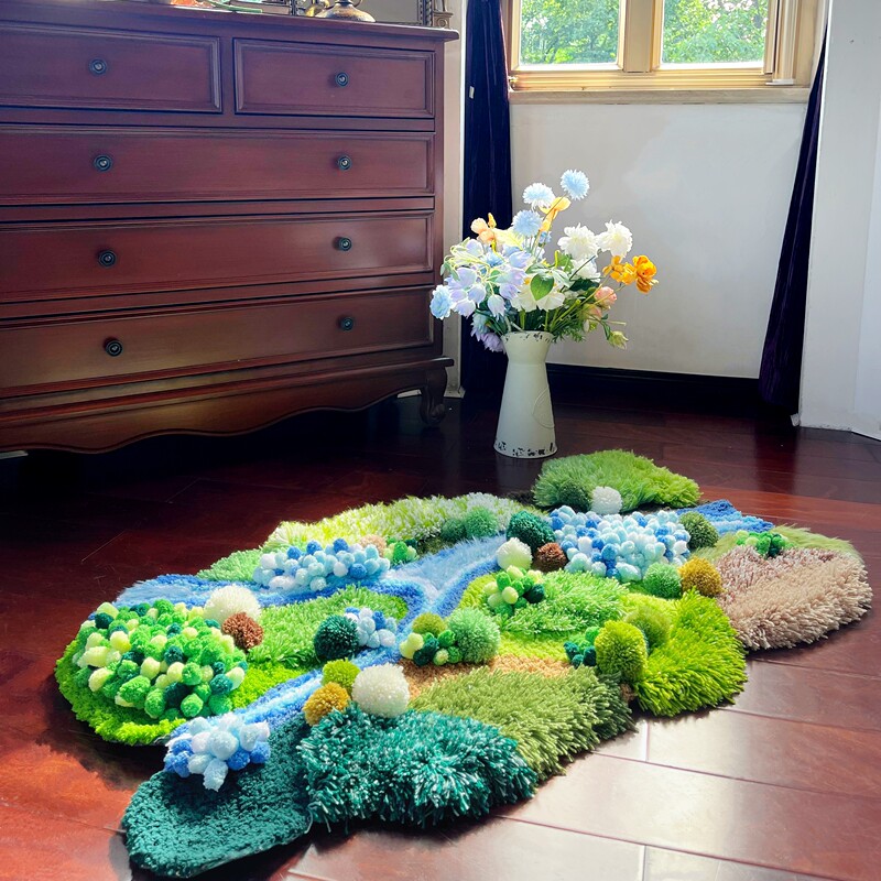 DIY Moss Carpet Material Kit for Bedroom, Living Room, Bedside, Light Luxury, High-End Sofa, Trendy Green Plush