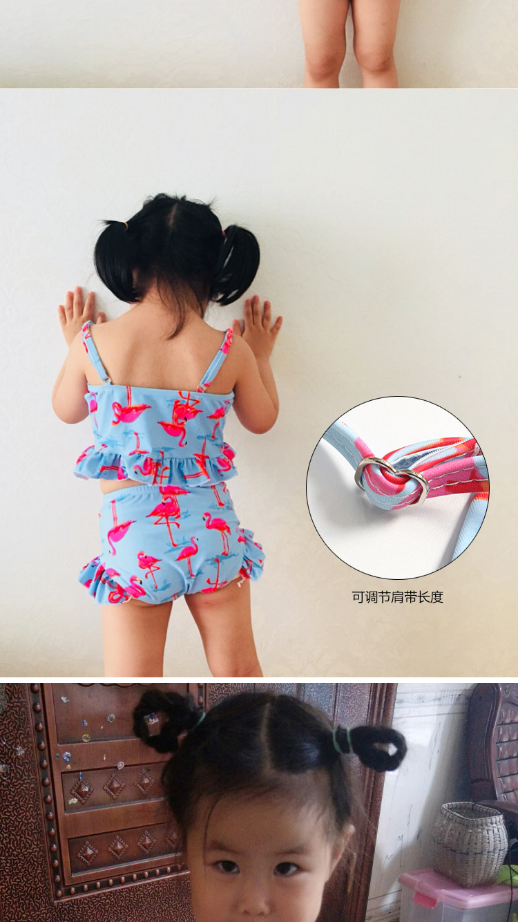 Đồ bơi trẻ em váy xẻ bé công chúa nữ lớn Hàn Quốc dễ thương bikini in flamingo áo tắm - Bộ đồ bơi của Kid bộ bơi dài tay bé gái