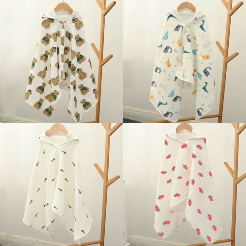 Детское быстросохнущее банное полотенце с капюшоном, милый плащ для плавания, хлопковый детский пляжный банный халат, хорошо впитывает воду