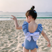 INS childrens swimsuit girl one-piece baby cute bow girl swimsuit Princess child Korean swimsuit
