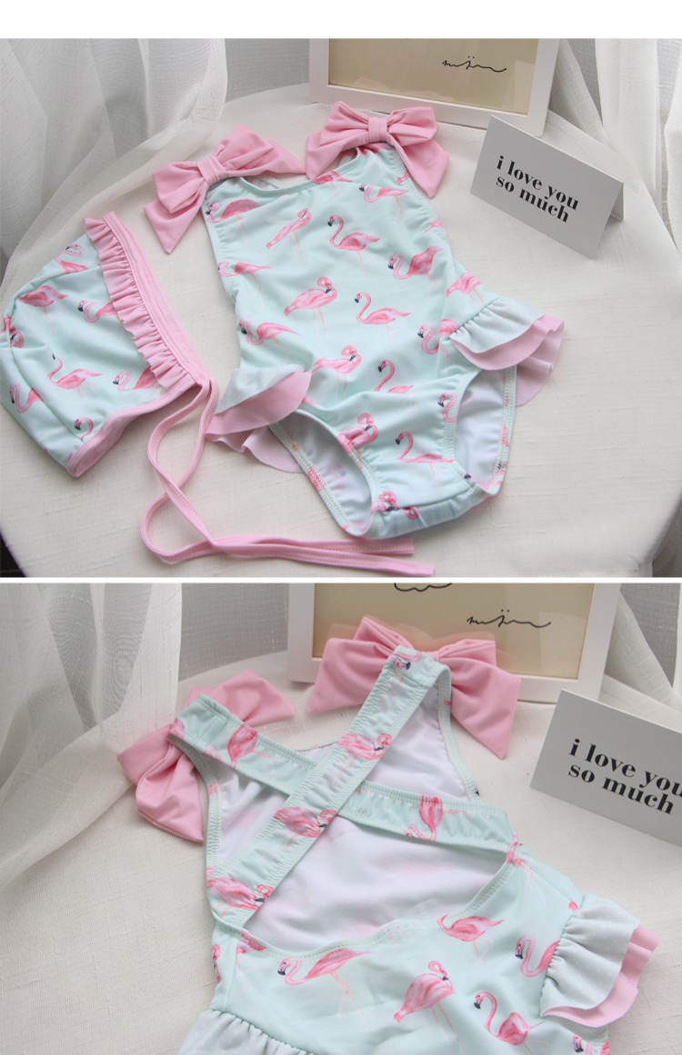 Đồ bơi cho trẻ em gái Cô bé Flamingo Cô bé dễ thương Công chúa Xiêm Cô gái Đồ bơi Mũ Đồ bơi đồ bơi cho bé gái 11 tuổi