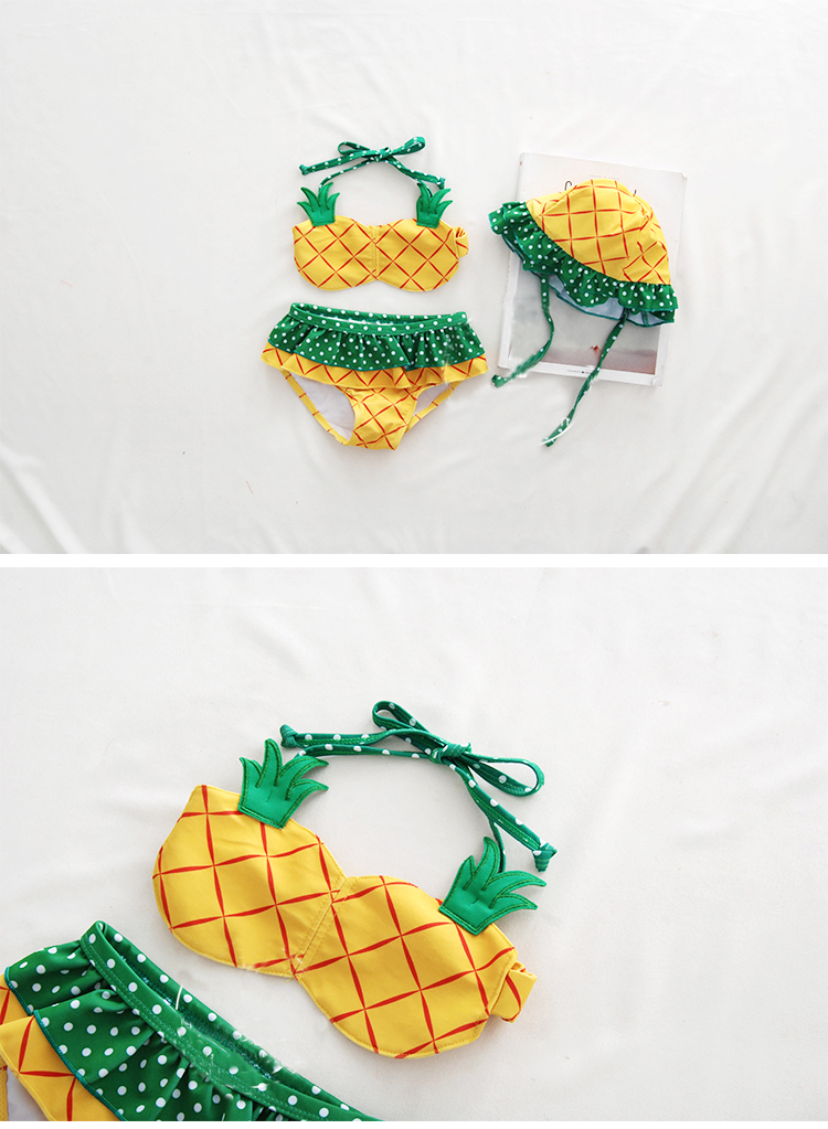 Đồ bơi cho bé gái Cô bé dễ thương Dâu dứa Chia bikini Công chúa Cô gái Đồ bơi đồ bơi cho bé gái