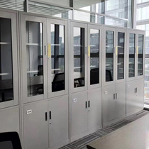 Direct selling iron sheet file cabinet all steel file cabinet office locker steel glass bookcase with lock multi-layer file cabinet