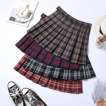 Pleated skirt womens spring and summer 2021 new Korean version high waist retro plaid a-line skirt thin short skirt culottes