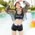 Áo tắm thể thao mùa xuân mới của cô gái vải tuyn dài tay áo sơ mi chia tay boxer bikini bốn mảnh bikini nữ - Bikinis