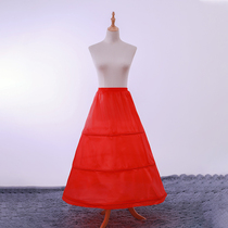 Skirt red three steel ring wedding dress puffy skirt elastic strap adjustable petticoat small a skirt fish bone brace