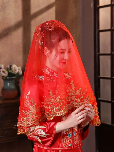 Красная хиджада свадебная свадебная хиджаб красная вуаль шоу высокий шар -платок свадебный шарф невеста с завязанными глазами красный