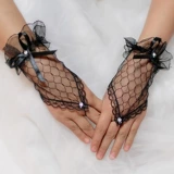 Кружевные короткие летние тонкие черные перчатки для невесты, в корейском стиле, кружевное платье