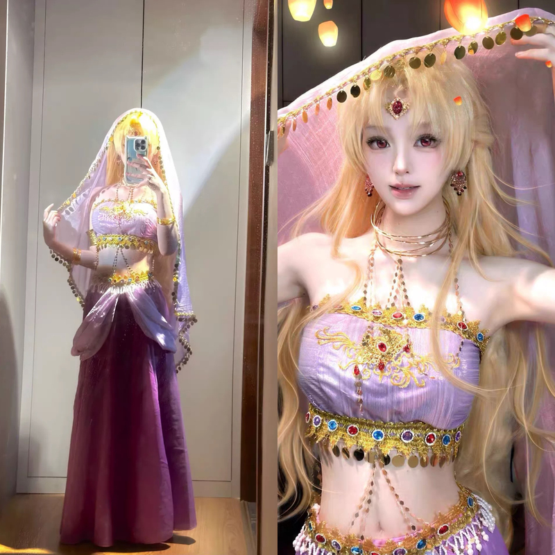 【Sheep Sheep】One Day, Become Princess Xiya's Mother Diana in a Purple Dance Dress Cosplay Costume