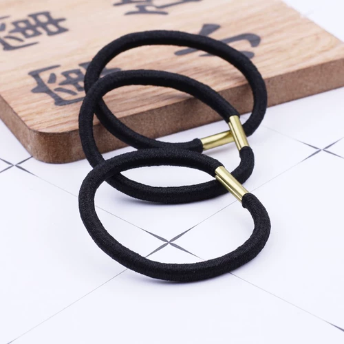 Черный аксессуар для волос ручной работы, металлическая резинка с бантиком