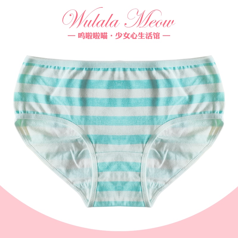 Ula La La Meow Two-Dimensional Blue and White Striped Underwear Cute Breathable Briefs Anime Cosplay Costume Ula La La Meow Two-Dimensional Blue and White Striped Underwear Cute Breathable Briefs Anime Cosplay Costume