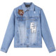 BM ໃຫມ່ embroidered tiger head light blue denim jacket men's trendy brand European and American street men's jacket ເສື້ອຢືດແບບເກົາຫລີ trendy