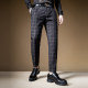 BM British style black plaid drape trousers high-end trousers men's trendy brand business trousers casual slim small feet trousers men's