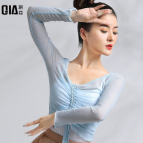 Qiya classical dance practice uniform female adult dance suit body rhyme gauze dress wrinkle design sense modern ballet top