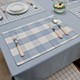 Mediterranean tablecloth fabric placemat coaster light blue size plaid fashion table mat fabric double-layer placemat bowl mat