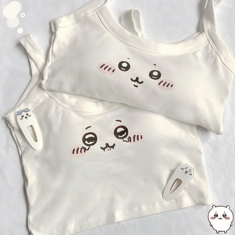 Meng Xiaomeng Original LAOSHU Japanese-Style Jiyi Cartoon Cute Girl Student Personality Sweet Camisole with Chest Pads